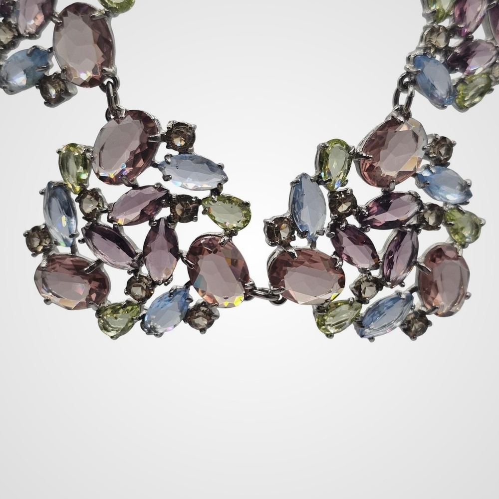 Rhinestone Bib Necklace Talbots Pastel Multicolor Crystal Statement